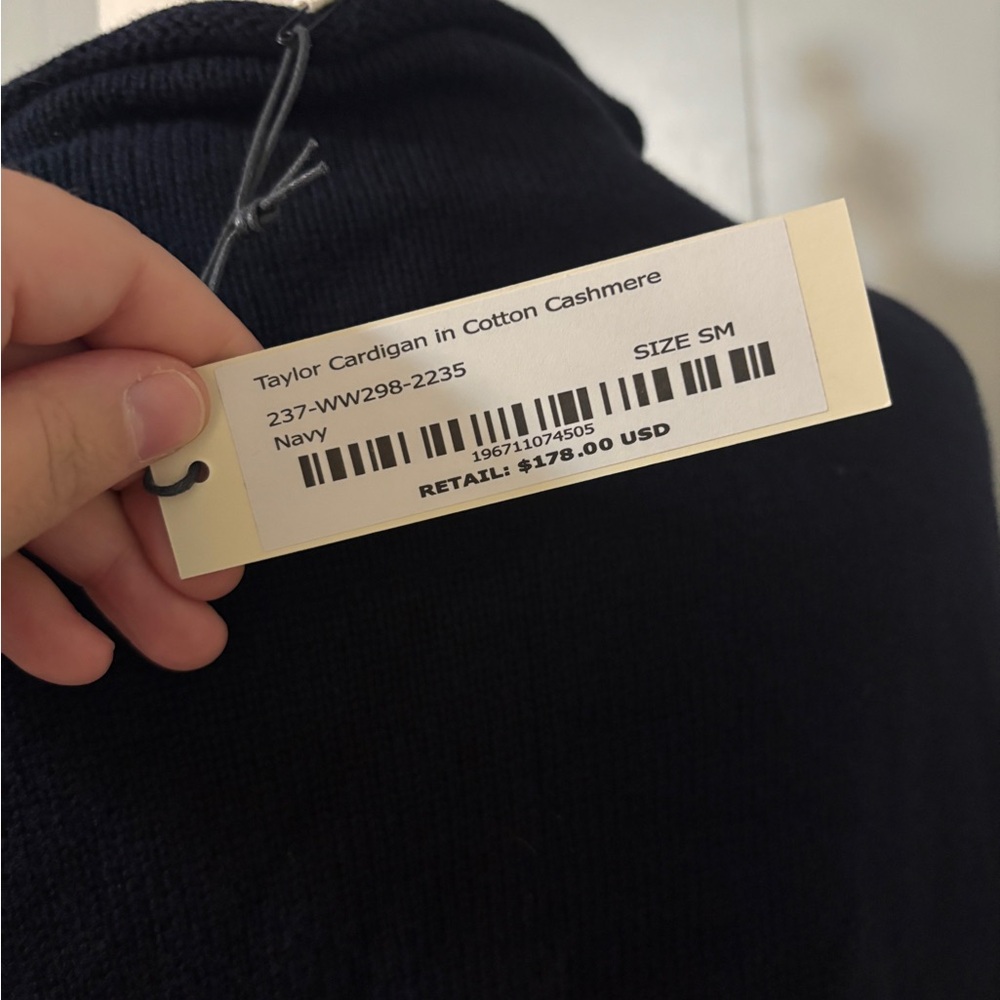 Alex Mill Taylor Cardigan Navy Cotton Cashmere Small NWT Preppy Classic Capsule - Picture 15 of 16
